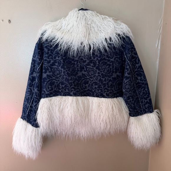 Free People Sabina Fur trim penny lane Bomber jacket brocade $450 XS - Picture 10 of 12